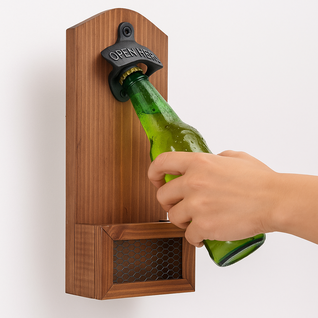 Wand-Flaschenöffner aus Holz
